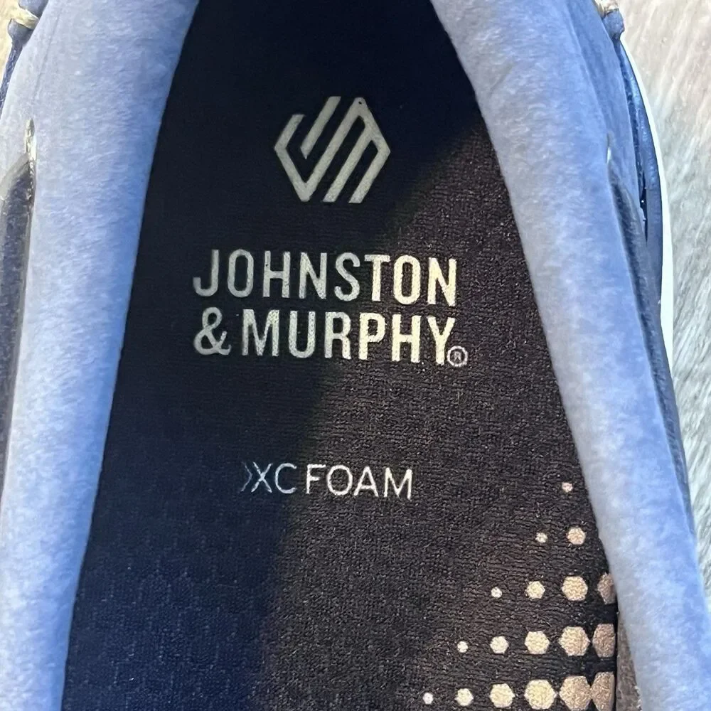 Johnston & Murphy McGuffey 2 Boat Shoe Size 13M Blue Leather Suede Tie NWOB